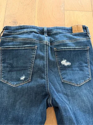 Women's Short Ripped Skinny Jeans/Jeggings in Dark Blue thumbnail 8