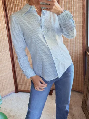 Faconnable Blue Stripe Tailored Shirt Size S Blue thumbnail 3