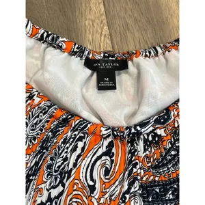 Ann Taylor Top Orange Navy Paisley Racerback Spaghetti Strap Size M thumbnail 6