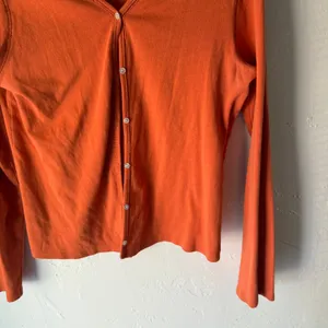 Vintage Abercrombie & Fitch Rust Orange Button Front Cardigan M‎ Y2K 100% Cotton thumbnail 3