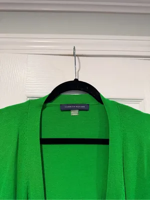 Tommy Hilfiger Size XL Kelly Green Open Front Cardigan Sweater Button Cuff thumbnail 2