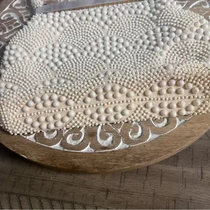 Vintage beaded ivory bag thumbnail 3