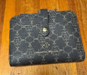 Nanette Lepore Black and Tan Logo-Print Wallet thumbnail 1