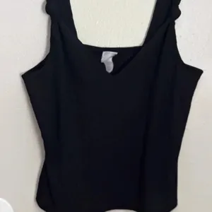 H&M Women Navy Blue Top Ribbed Minimalist Blouse Size Medium‎ thumbnail 2