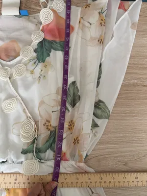 Farm Rio Small Elosia Floral Dress White Ivory Summer Sheer Boho Bridal Swing thumbnail 7