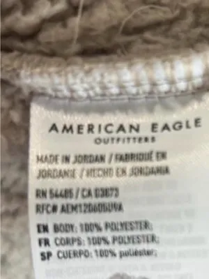 American Eagle Outfitters cream & tan fleece quarter zip pullover thumbnail 3
