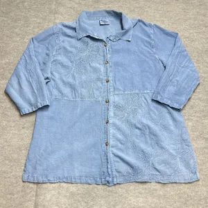 Vtg Cottagecore Grannycore Embroidered Floral Made USA Button‎ Down EUC Small thumbnail 1