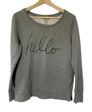 Banana Republic oversized gray crewneck sweater‎ hello fleece pullover women's M thumbnail 1