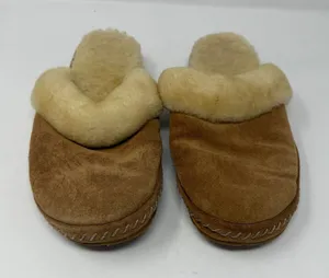 LL Bean Slip on Slide Slipper Scuff Shearling Suede Brown Womens Size 10 thumbnail 1