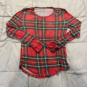 PINK Victoria's Secret Christmas Plaid Pajama Top thumbnail 1