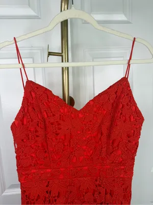 Soprano Size M Red Floral Lace Midi Dress Spaghetti Strap NWOT thumbnail 3