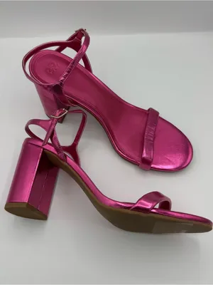 Nordstrom BP Metallic Pink Block Heel Sandals size 10 party event prom‎ gala thumbnail 2
