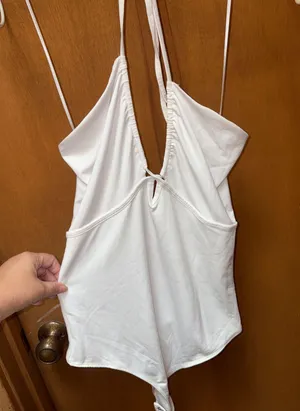 Abercrombie & Fitch White Bodysuit Size Large thumbnail 1