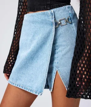 Cider DENIM MID WAIST SPLIT SHORTS thumbnail 4