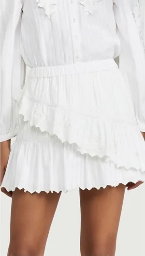 LoveShackFancy Madrid Ruffle Mini Skirt Small White Coquette Feminine Dainty thumbnail 1