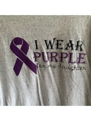 Fruit of the Loom Epilepsy & Pancreatic Cancer Support Gray Tee thumbnail 2