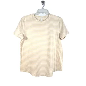 Lululemon Love Crew T-Shirt Prosecco White Striped Pima Cotton Size 8 thumbnail 2