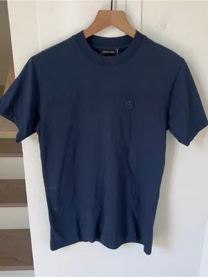 Anine Bing Lili Framed Monogram T-Shirt in Washed Navy Blue NWT thumbnail 2