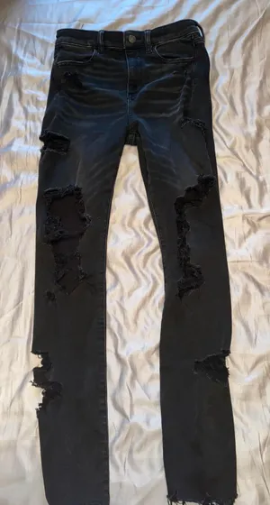 American Eagle Black Ripped Jeggings thumbnail 1