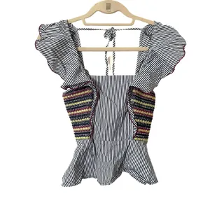 PARKER Striped Flutter Sleeve Blouse Sz XXS‎ thumbnail 2