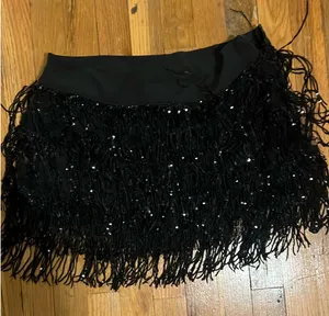 Black sequin fringe Skirt Shein thumbnail 1
