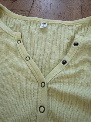 Women’s Pale Yellow Ribbed Henley Tank Top thumbnail 5
