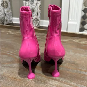 INC Hot Pink Patent Ankle Heeled Boots 7 Barbiecore Y2K Bratz Doll‎ Festival thumbnail 5