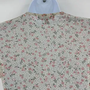 Coquette Y2K Mini Floral Mesh Top Sz M Deep V Ruch Festival Crop Cottage Fairy thumbnail 8
