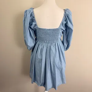 Abercrombie & Fitch Emerson Poplin Pin Stripe Puff Sleeve Mini Dress Size Large thumbnail 5