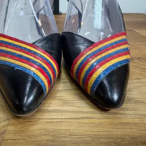 Garolini Vintage Sling Back Heels Rainbow Toe Women's 9.5N Pointed Toe Flawed thumbnail 5
