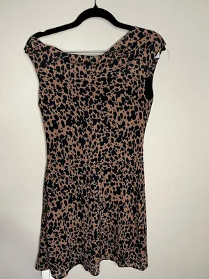 Commense NWT Asymetrical‎ Collar Animal Leopard Drapey Mini Dress thumbnail 9