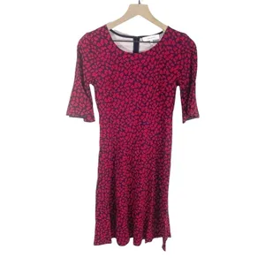 Lark & Ro Red Floral Ruffle Sleeve Fit And Flare‎ Knee Length Dress Sz 0 thumbnail 2