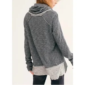 FREE PEOPLE FP Beach Cacoon Cowl Neck Knit Top Gray Space Dye X-Small Small thumbnail 8