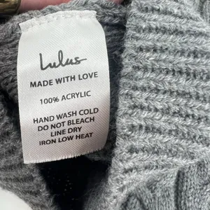 Lulu's gray cable knit chunky winter skirt ribbed pull on stretch neutral medium thumbnail 6