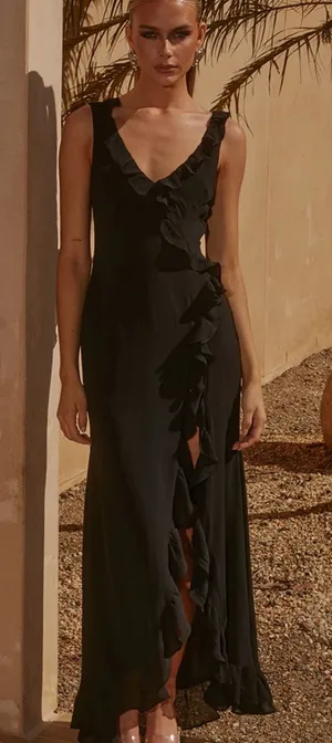 NWT Runaway The Label Suzannah Maxi Dress Black Small thumbnail 1