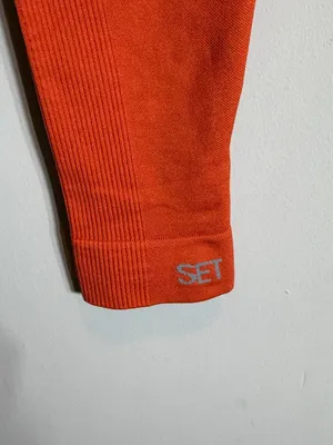 Set Active Sculptflex Seamless Leggings Women's Medium Orange Ribbed Workout Gym thumbnail 7