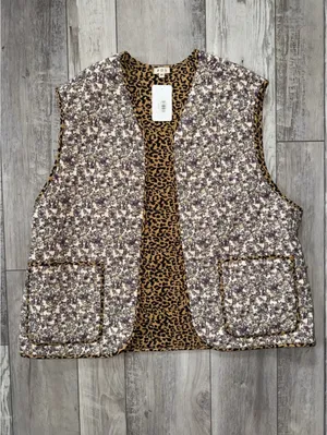 NWT POL Ditsy Floral Electric Grandpa Corduroy Quilt Cheetah Vest medium/large thumbnail 4