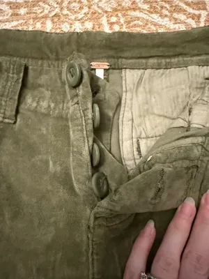 ✨EUC Free People Velvetty Olive Cargo Straight Pants Sz 0✨ thumbnail 4