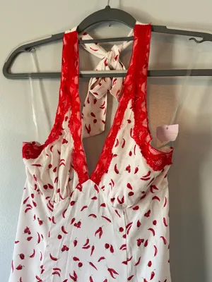 wild fable White Dress with Red Lace Trim and Red Pepper Print smal NWT thumbnail 3