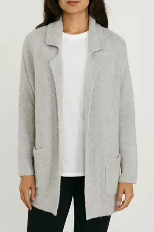 Thread & Supply Open Long Sleeve Cozy Cardigan Sweater Coatigan Gray Small thumbnail 1