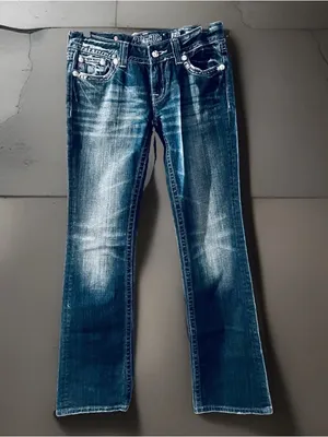 MISS ME Low Rise Boot Cut Jean Dark Wash Denim Sz 28 Flap Pockets JW5180B7 Y2K thumbnail 3