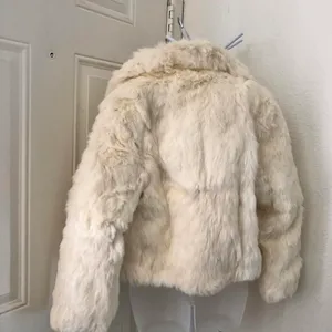 2000s Y2K Real fur jacket large collar long sleeve zipper closure Size M White Size M thumbnail 2