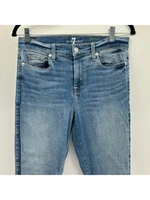 7 For All Mankind The Ankle Skinny Distressed Knee Holes Denim Jeans Size 29 thumbnail 2