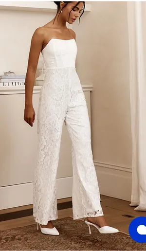 Selfie Leslie Strapless White Jumpsuit thumbnail 1