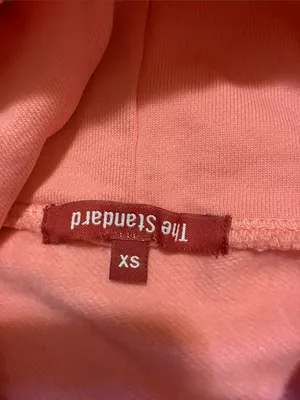 The Standard Label Pink Privacy Please Red Statement Hoodie Sweatshirt Size XS thumbnail 4