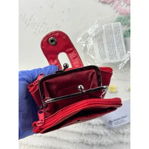 Hampton‎ Direct Red Leather Coin Purse Kiss Lock Multi Pocket Wallet 62654 NEW thumbnail 4