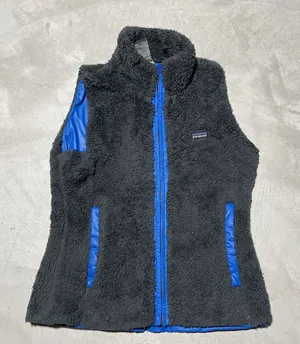 Vtg Patagonia Reversible Fleece Zip Up Sherpa Pile Vest Blue Grey Women's SZ S thumbnail 1