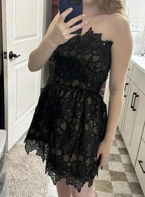 Vintage William Pearson Black Sequin Goth Dress Party Altered Item Fits Small thumbnail 10