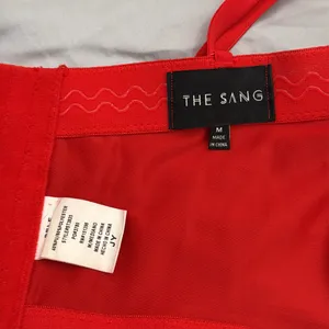 The SANG Red Faux Leather Bustier Top Sz M thumbnail 5