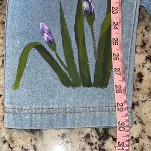 Sunbelt Denim Jeans Vintage Floral Hand painted Pull On Light Wash Mom Trend Med thumbnail 9